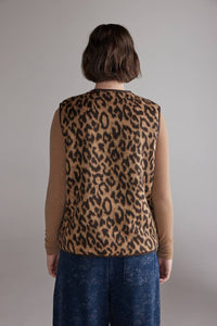 Reversible Teddy Vest | Chocolate/Leopard