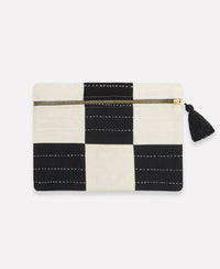 Checkered Pouch Clutch | Charcoal