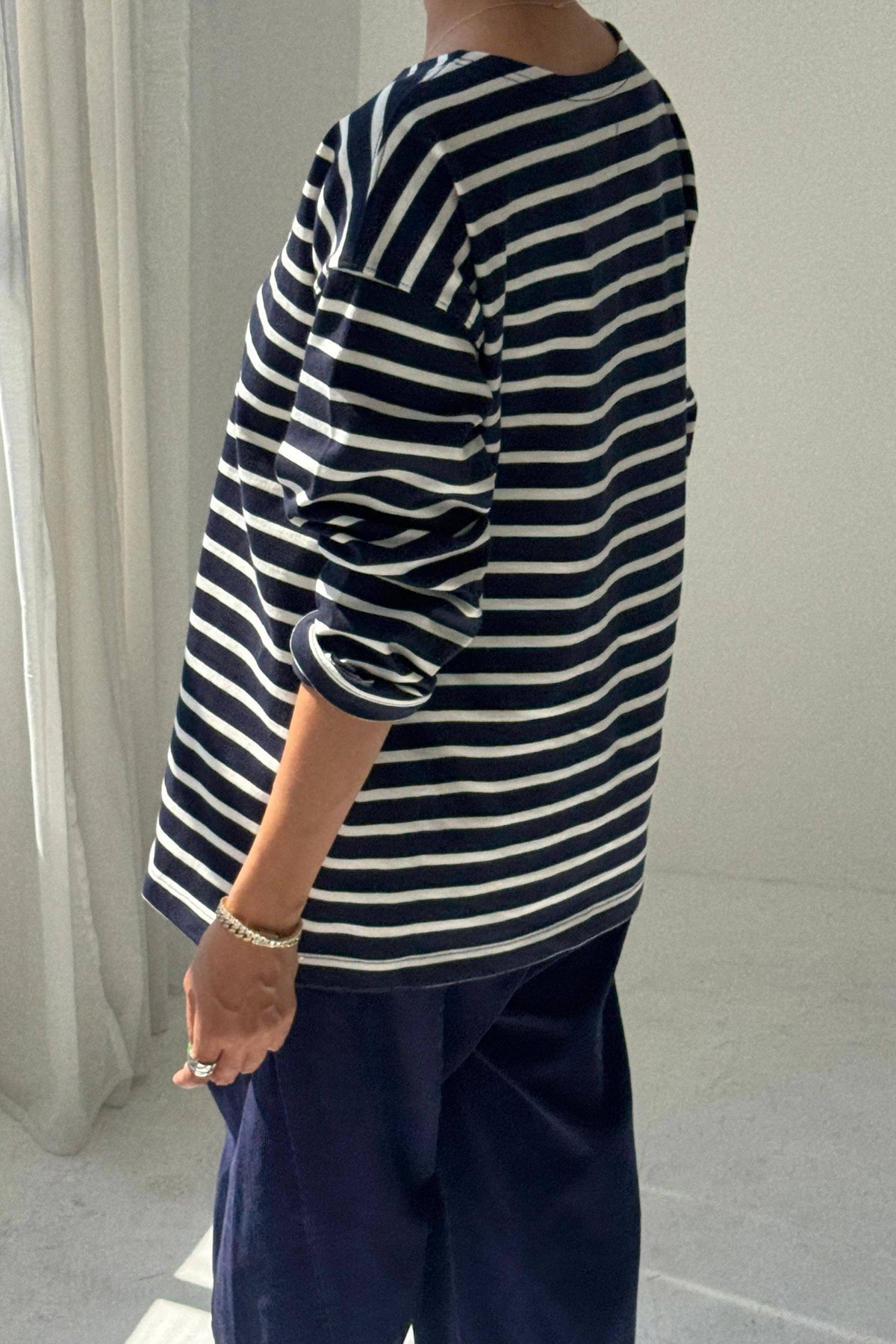 Marseille Top | White Stripe On Navy
