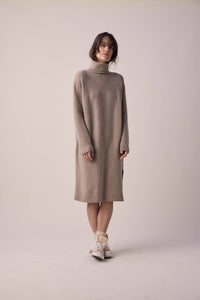 Wool Turtleneck Midi Dress | Mocha