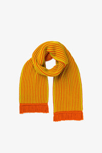 Chunky Rib Knit Big Scarf | Golden Olive Flame