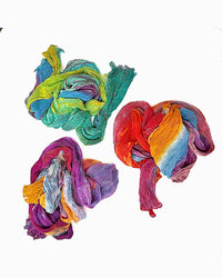 Tie Dyed Silk Scarf | Orange Reds Blue