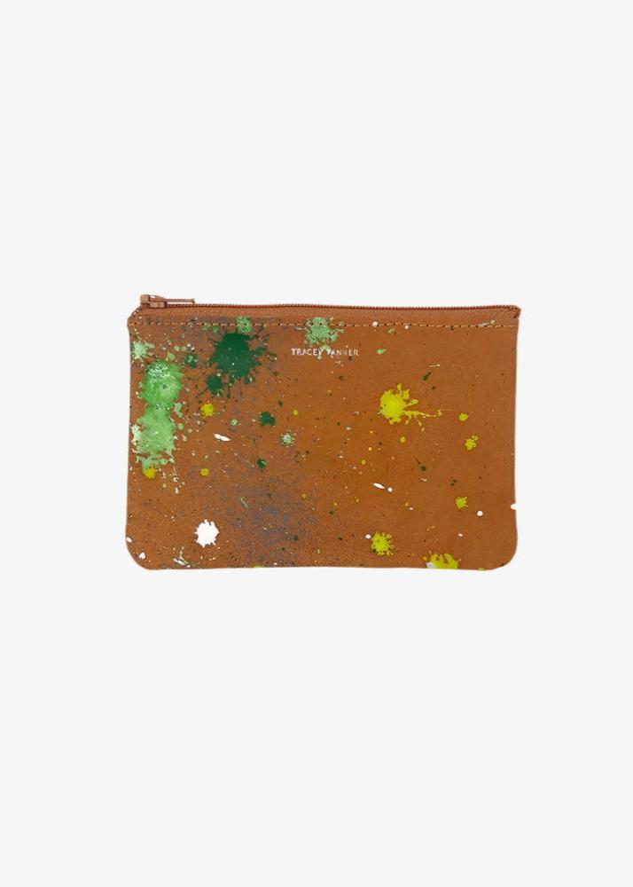 Small Zip Pouch | Splatter Green Silver