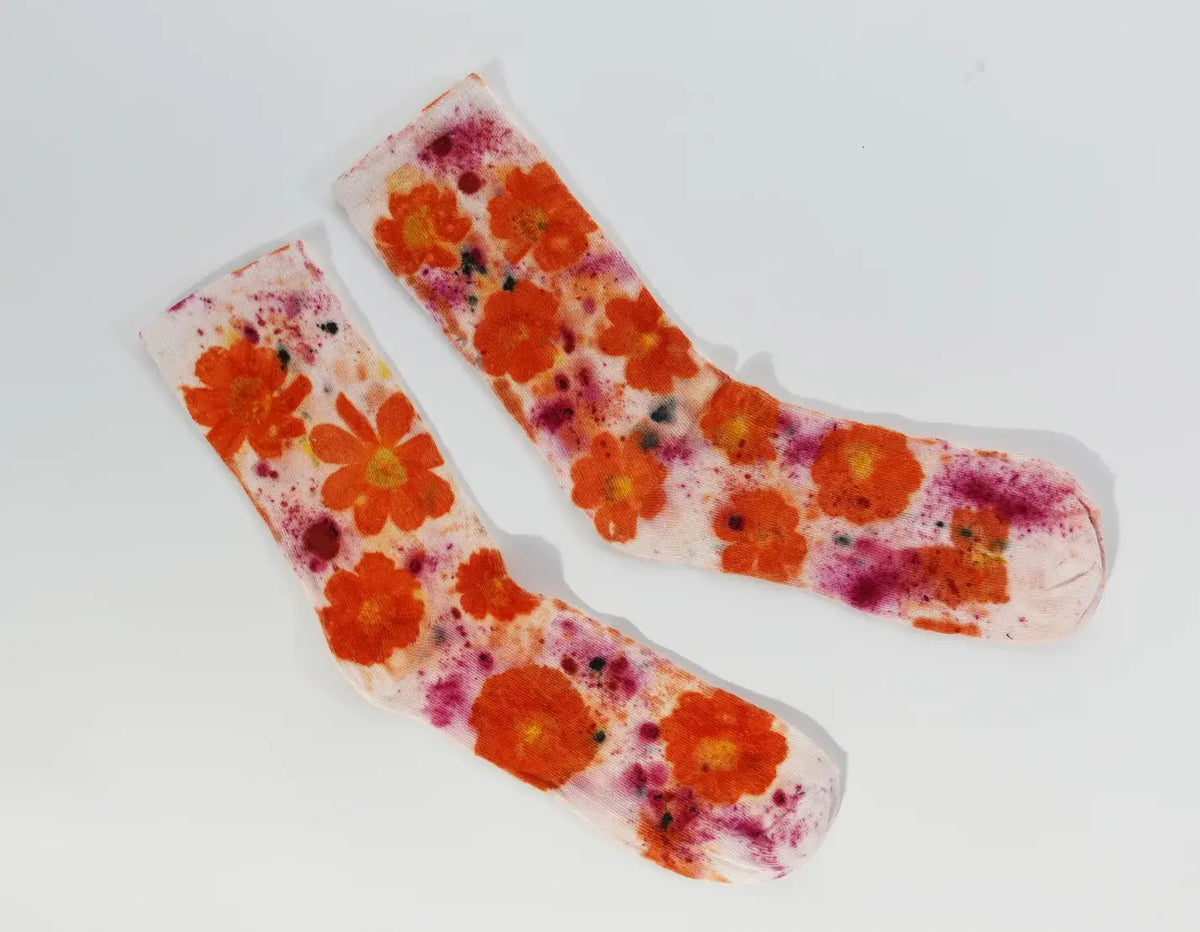 Flower Power Cotton Crew Sock | Pink Floral