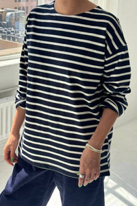 Marseille Top | White Stripe On Navy