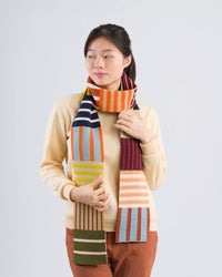 Patchwork Stripe Skinny Scarf | Desert