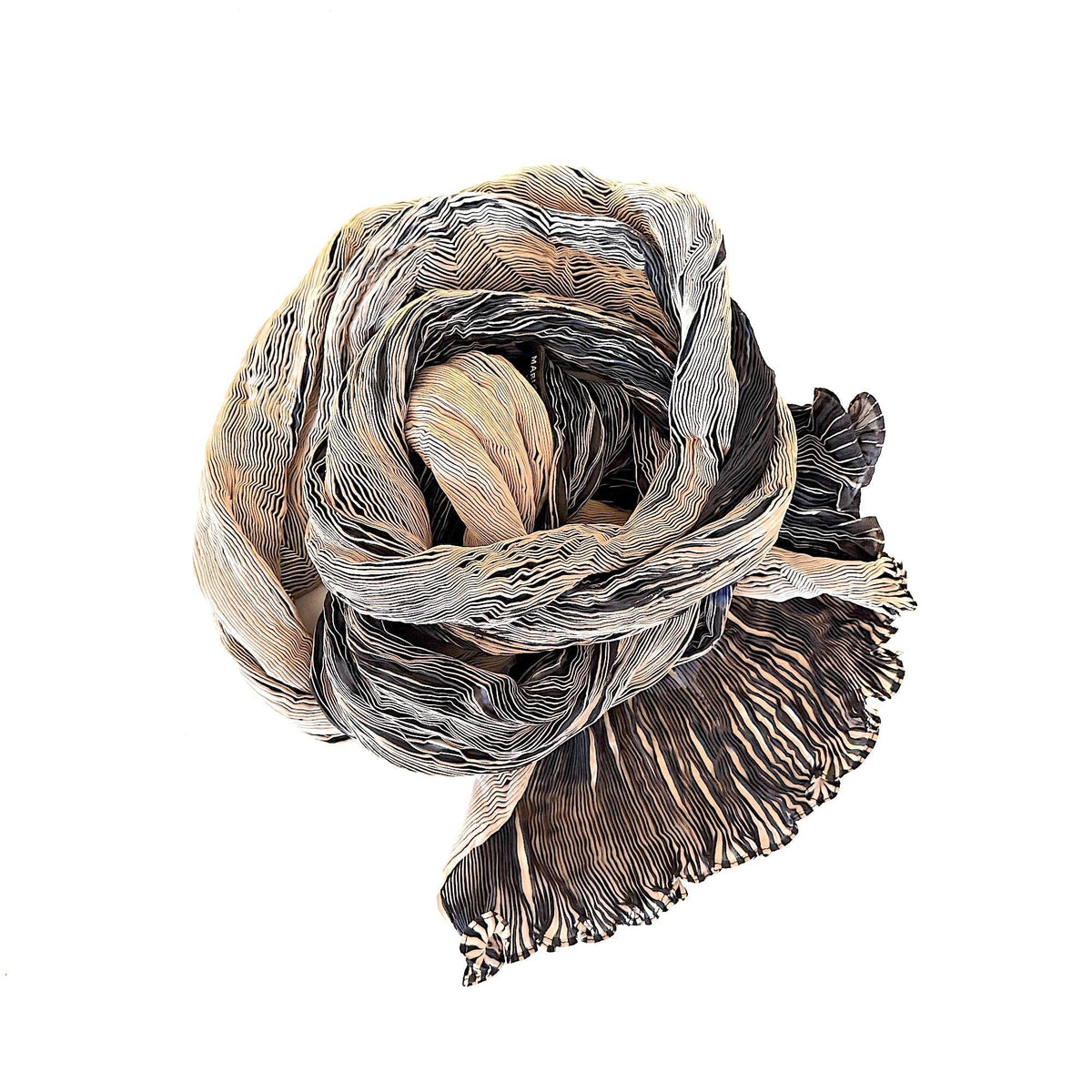 Tie Dyed Silk Scarf | Black+Tan