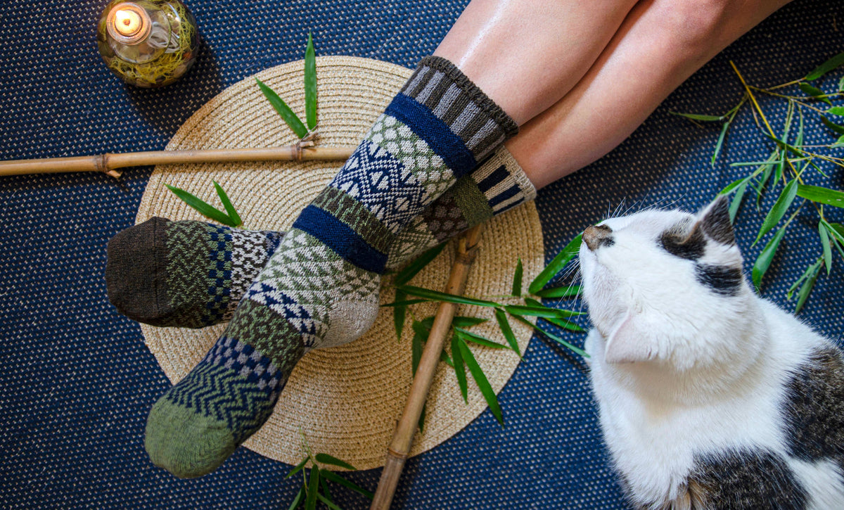 Mismatched Wool Crew Socks | Bamboo