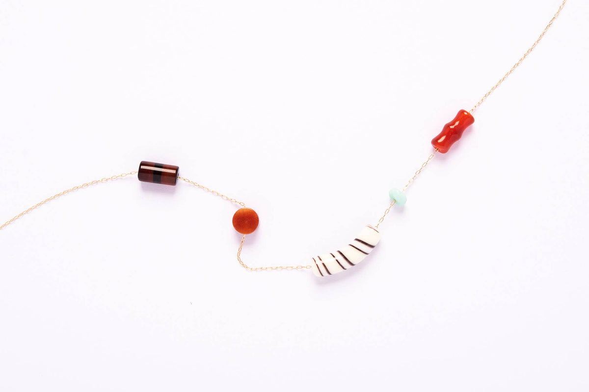 Balance Necklace | Vintage Glass, Peruvian Opal, Agate