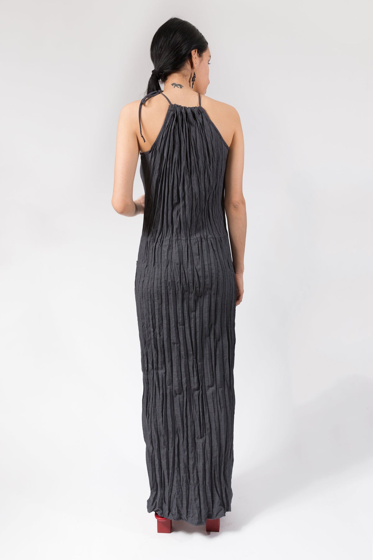 Twisted Maxi Halter Dress | Charcoal