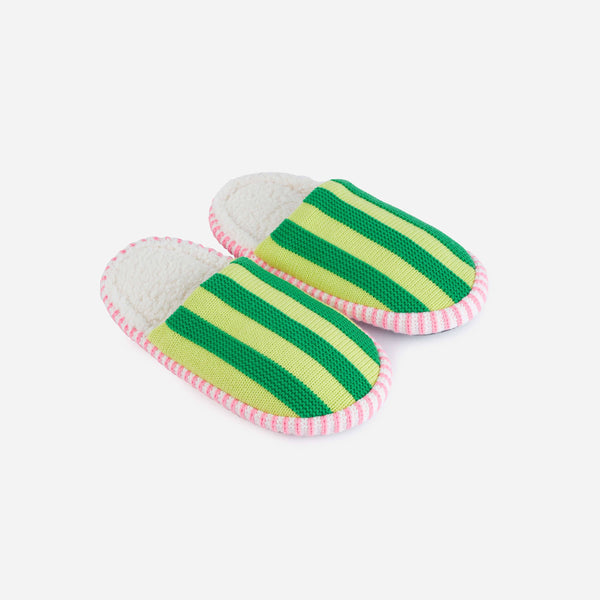 Super Stripe Slide Slippers | Lime Green