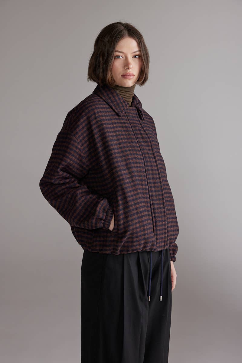 Gingham Jacket | Wine/Black Plaid