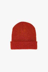 Simple Rib Knit Beanie | Red Flame