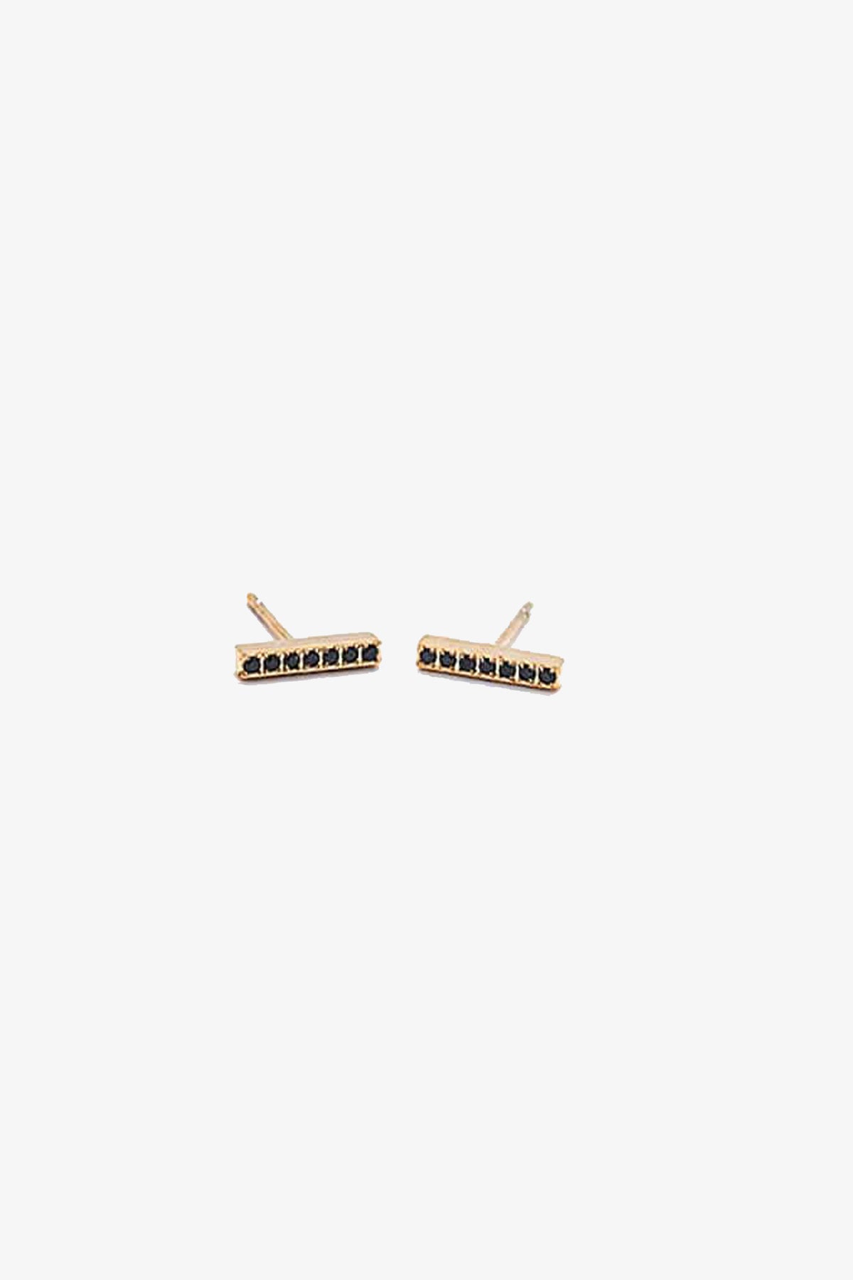 Black Pave Gold Bar Stud Earrings
