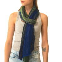 Tie Dyed Silk Scarf | Forest Green+Indigo