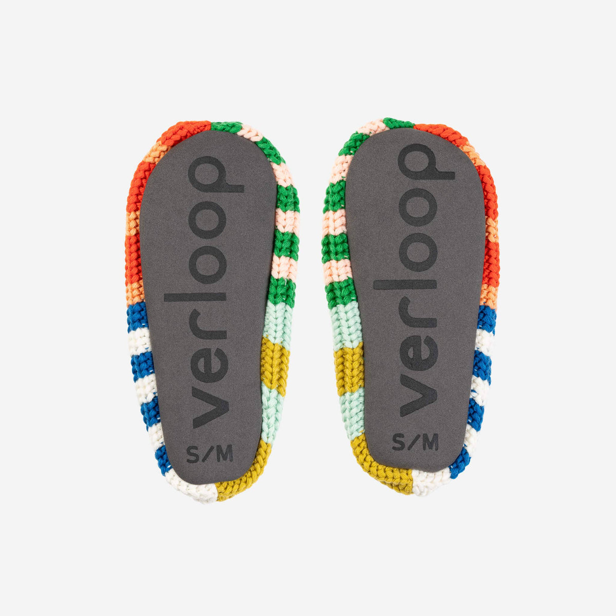 Patchwork Stripe Rib Slippers | Rainbow