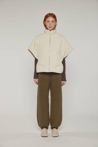 Reversible High-Neck Vest | Cream/Taupe