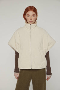 Reversible High-Neck Vest | Cream/Taupe