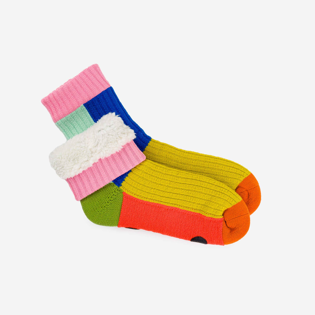 Kaleidoscope Knit House Socks | Olive Cobalt