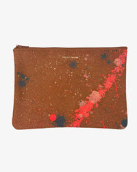 Medium Zip Pouch | Splatter Pink Gold