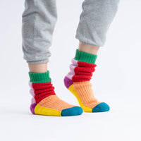 Kaleidoscope Knit House Socks | Peach Red