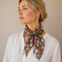 Cotton Silk Scarf | Grey Multi Dots