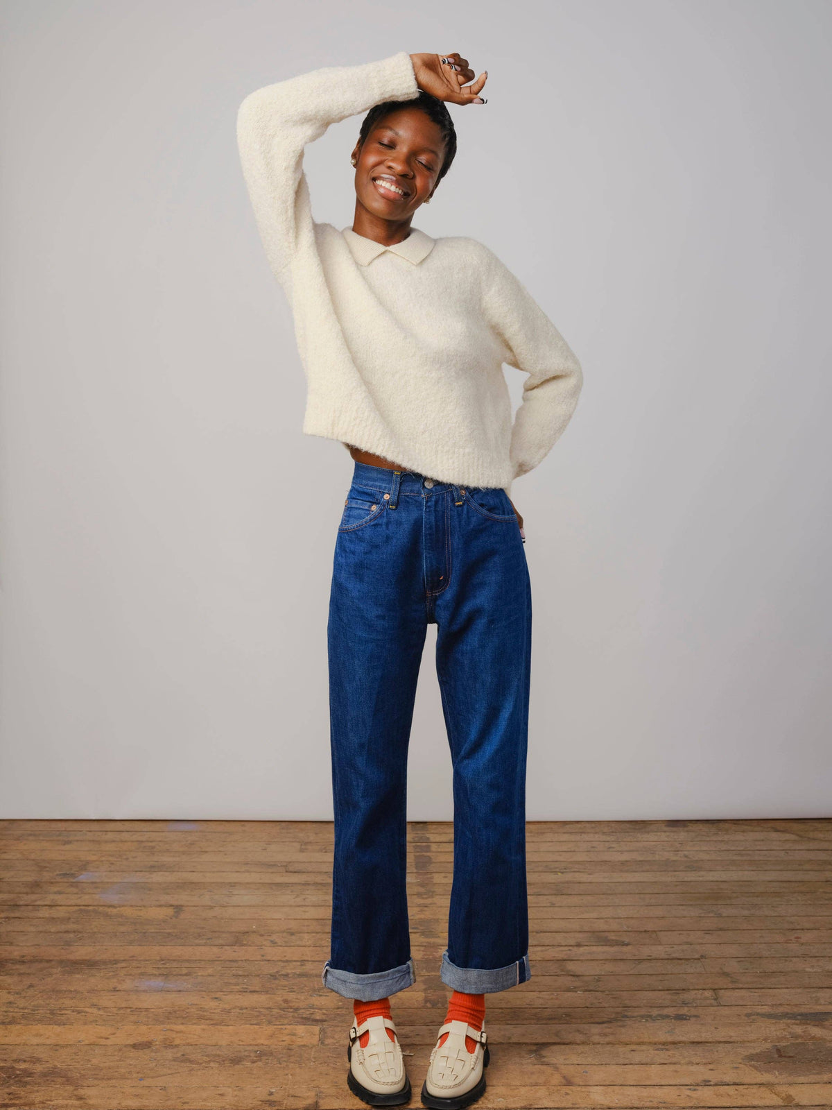 Ramona Bouclé L/S Polo | Calcite