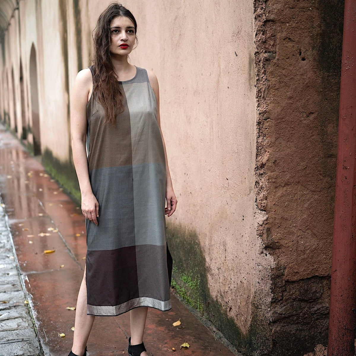 Carolyn Silk Color Block Dress