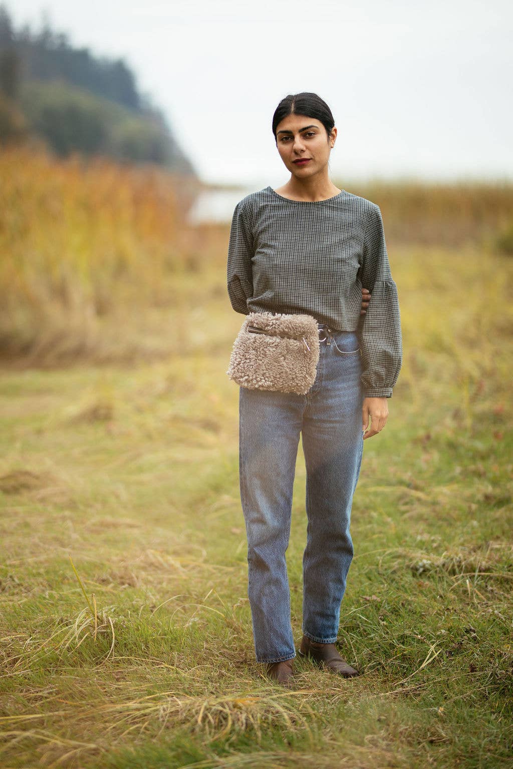 Mushroom Shearling Fanny Pack