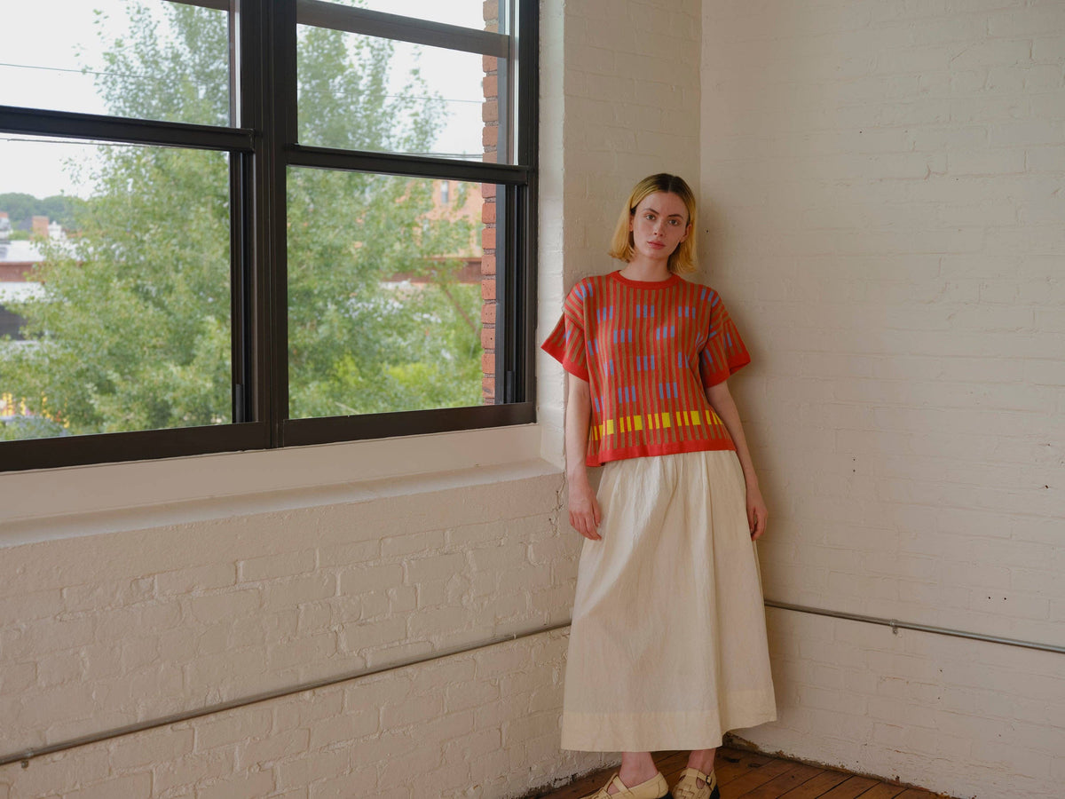 Bauhaus Short Sleeve Sweater Tee | Carnelian