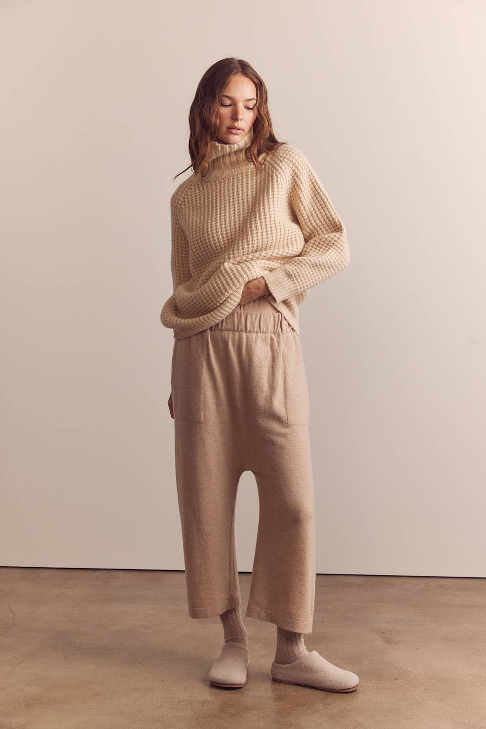 Cashmere Wool Knit Pants | Oatmeal