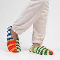 Patchwork Stripe Rib Slippers | Rainbow