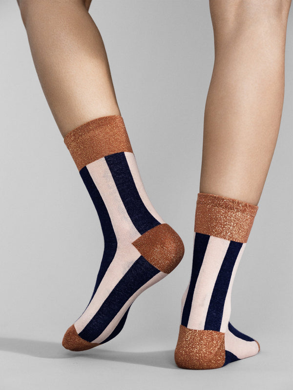 Buro Metallic Crew Socks | Rust