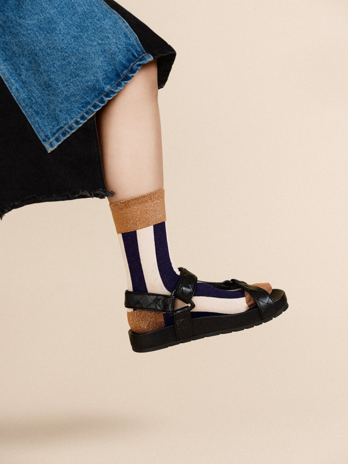 Buro Metallic Crew Socks | Rust