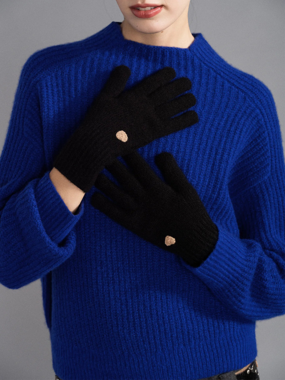 Cashmere Heart Gloves | Black