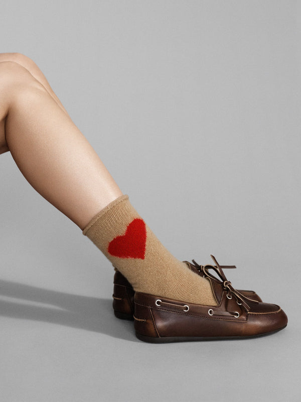 Love Cashmere Crew Socks | Camel