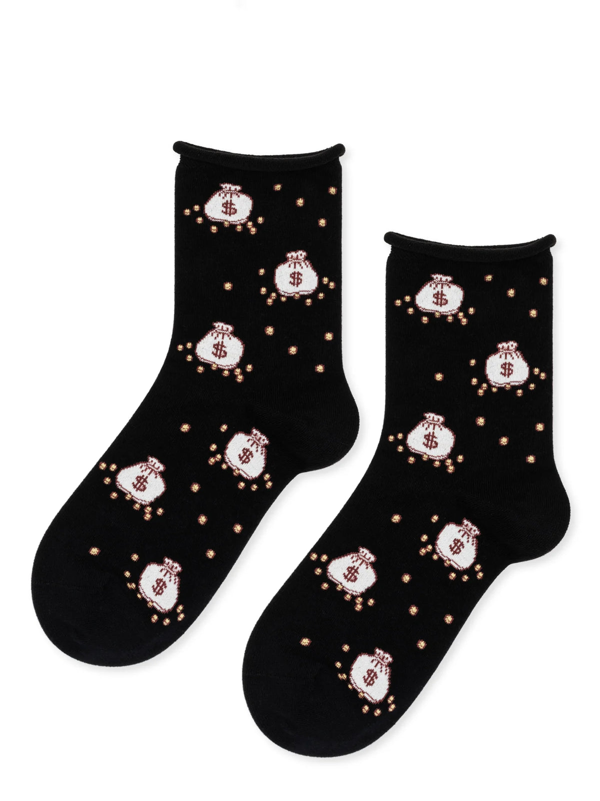 Money Bags Crew Socks | Black