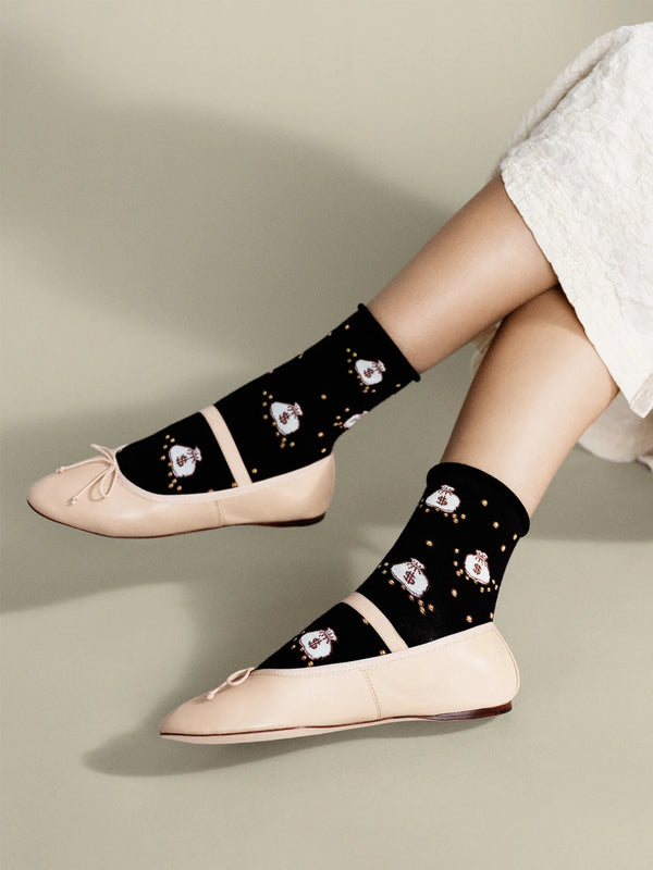 Money Bags Crew Socks | Black