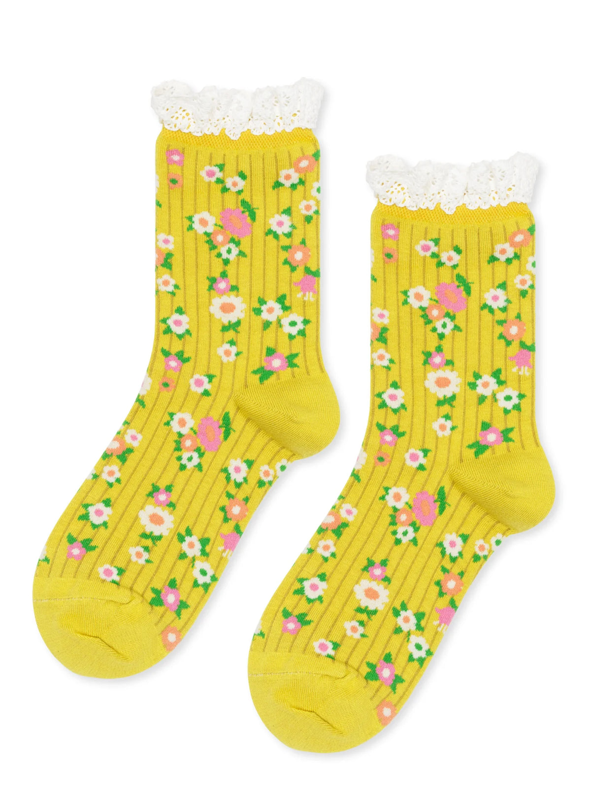 Mellow Yellow Crew Socks | Floral