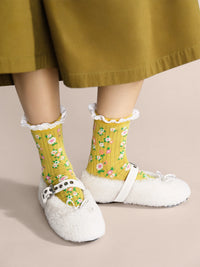 Mellow Yellow Crew Socks | Floral