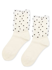 Dotted Tulle Overlay Crew Socks | Ivory
