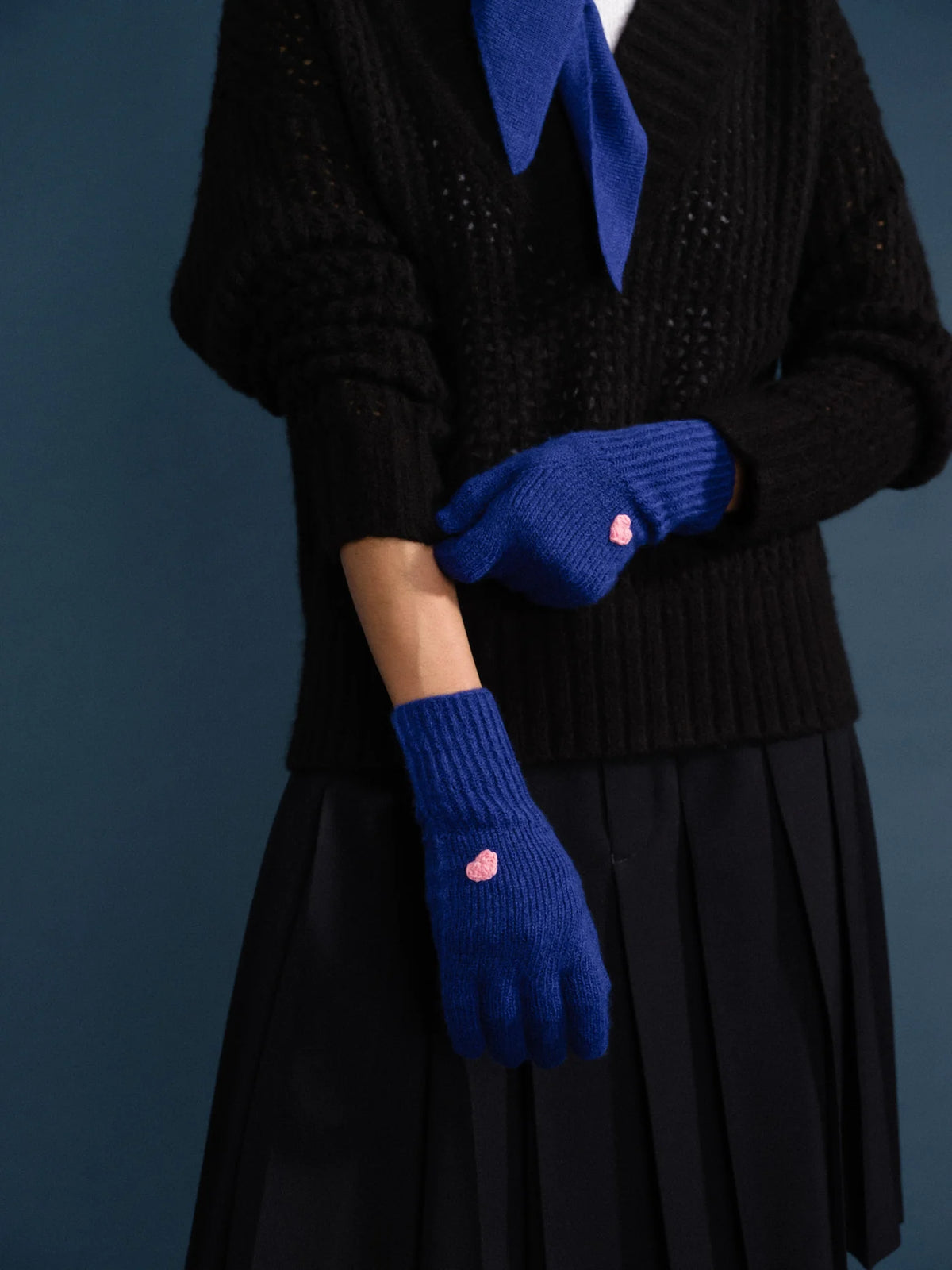 Cashmere Heart Gloves | Cobalt