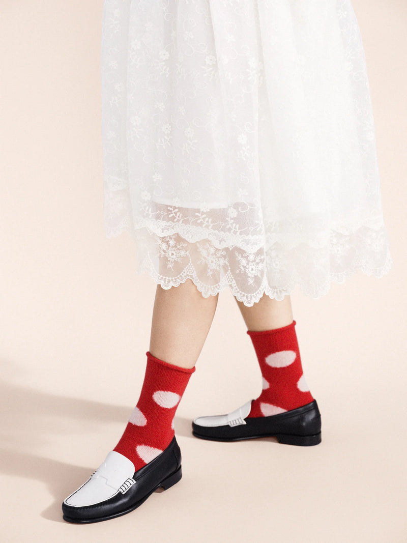 Rie Cashmere Crew Socks | Red