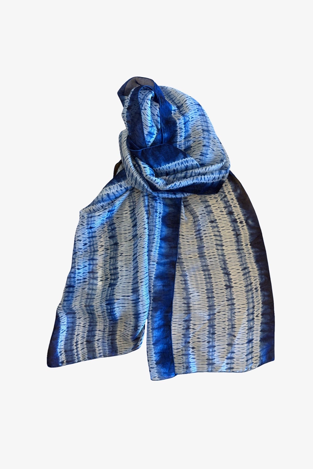 Shibori Dyed Silk Scarf  | Indigo Blue