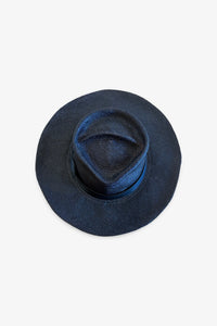 "Leo" Hand Sculpted Straw Fedora | Black