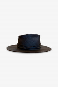"Leo" Hand Sculpted Straw Fedora | Black