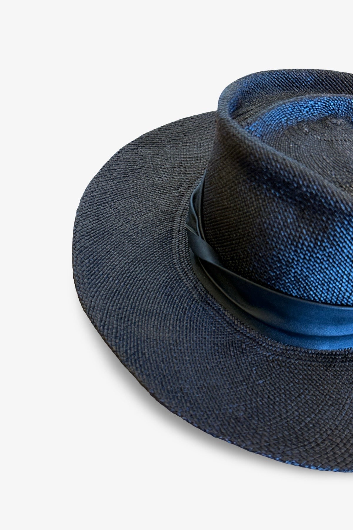 "Leo" Hand Sculpted Straw Fedora | Black