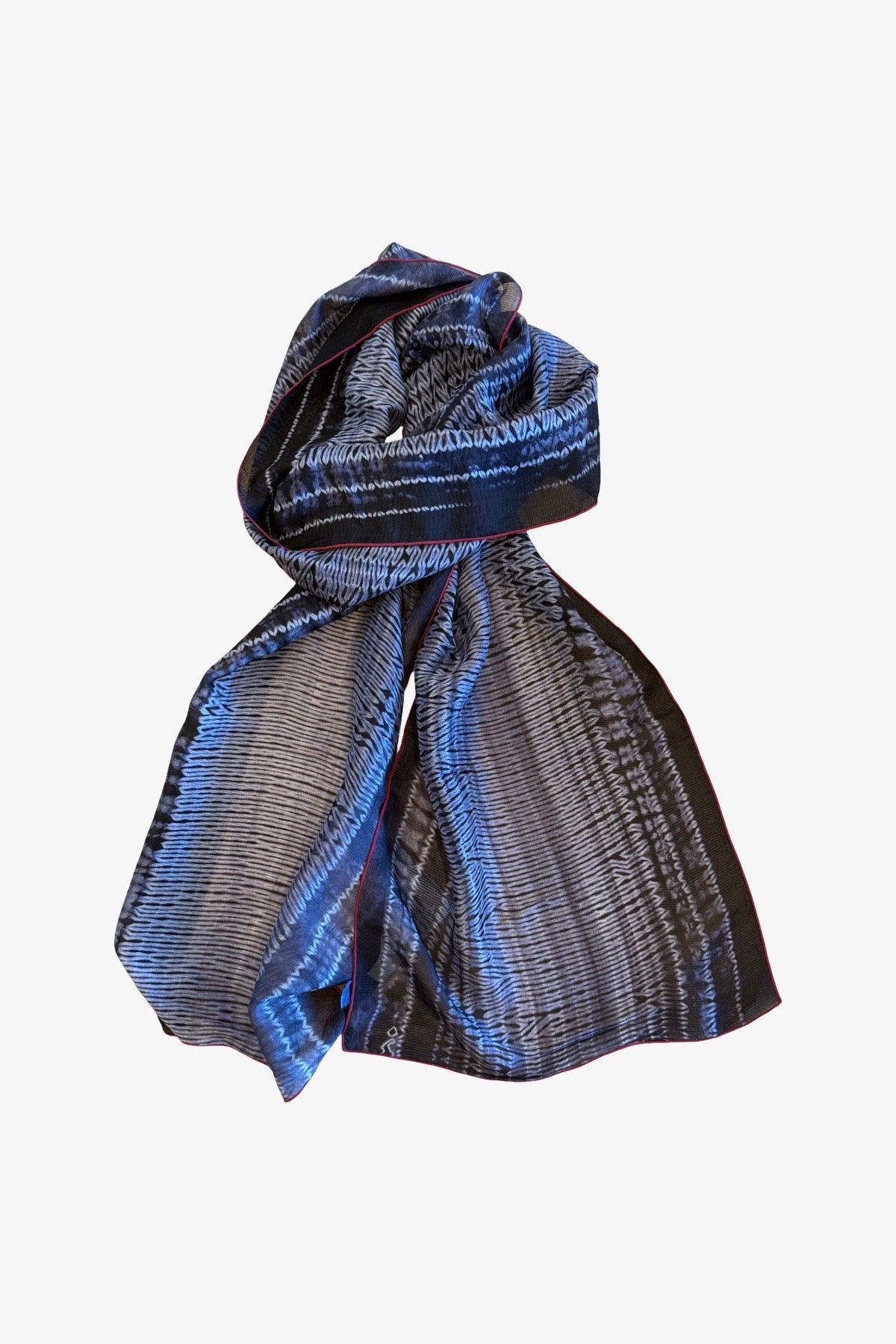 Shibori Dyed Silk Scarf  | Midnight Charcoal
