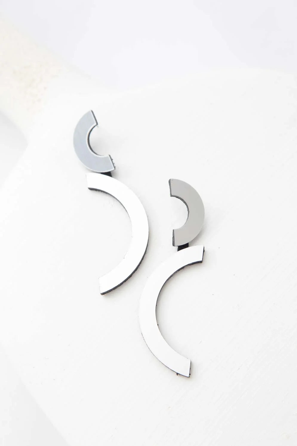 Mies Double Arc Earrings | Silver
