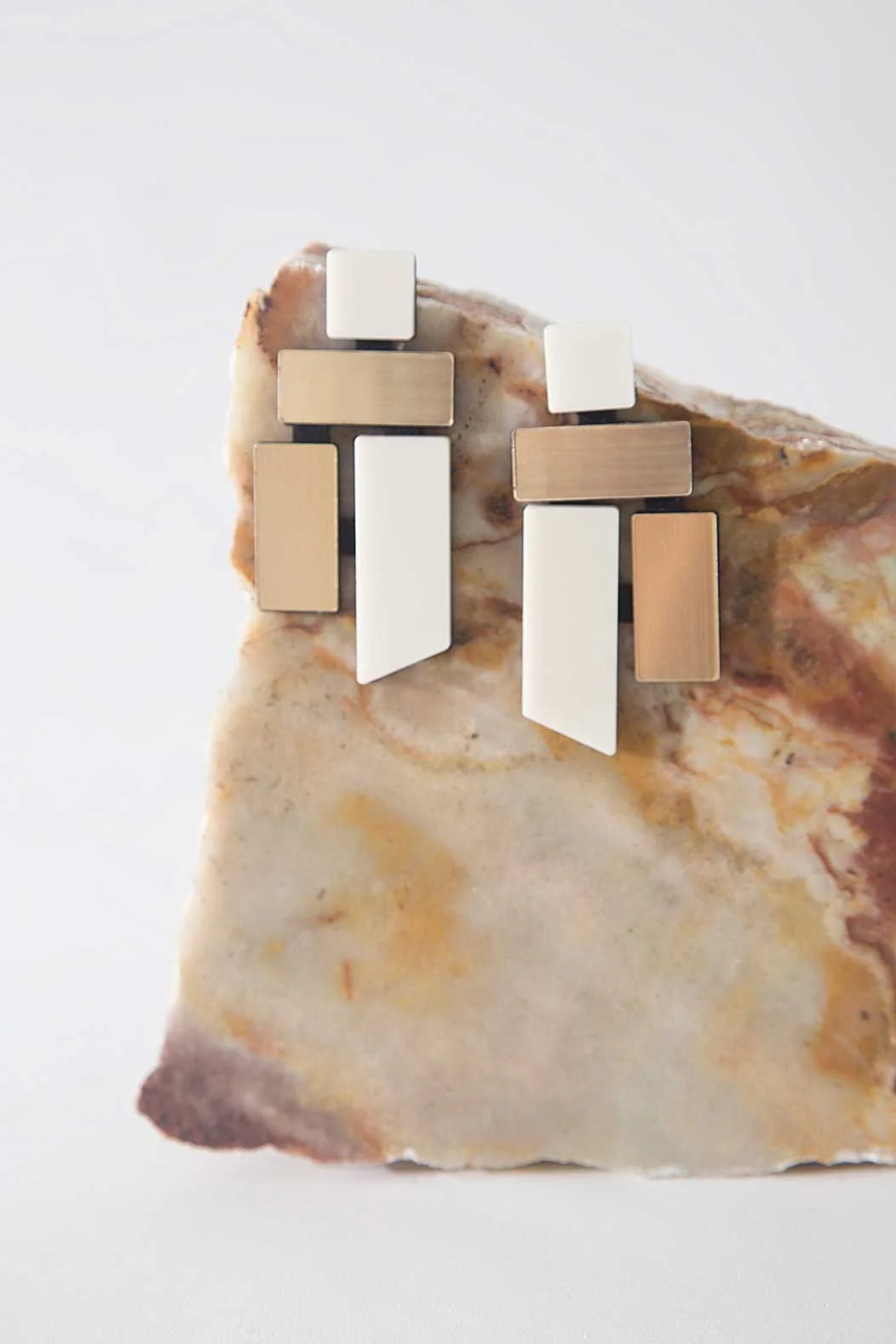 Piet Earrings | White + Gold